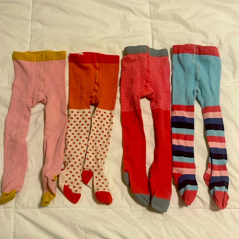 Baby Boden Set of 4 polka dots/ stripes tights. 12-24 Months